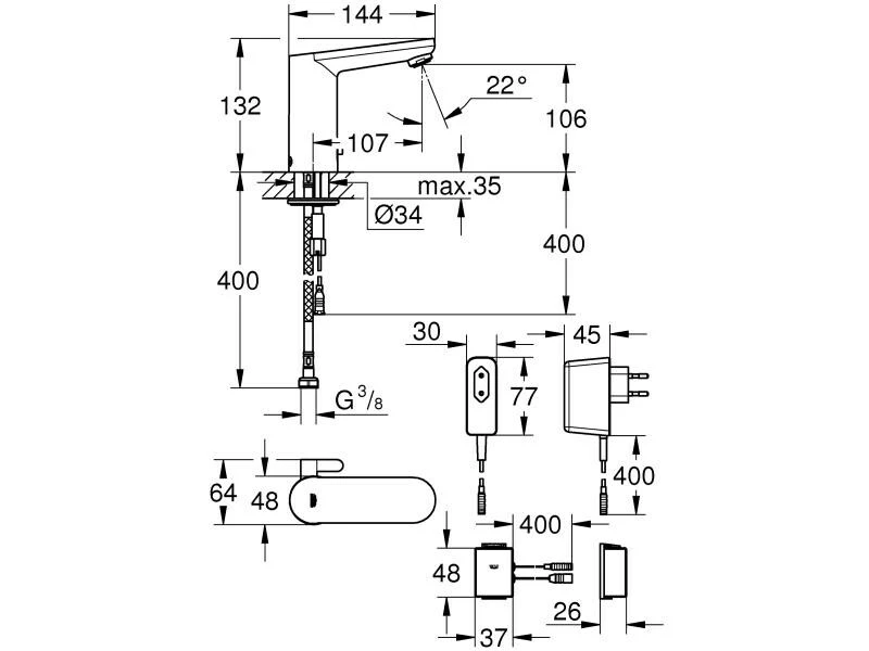 GROHE Elektronische Armatur Eurosmart mit Temperaturregler 2 GROHE Elektronische Armatur Eurosmart mit Temperaturregler – Bild 2