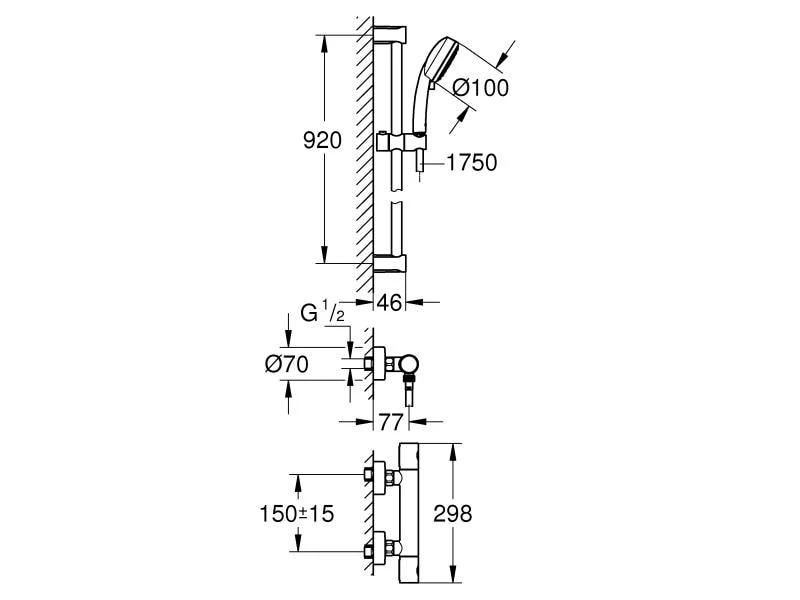 GROHE Duscharmatur-Set Grotherm 800 Cosmopolitan 900 mm 2 GROHE Duscharmatur-Set Grotherm 800 Cosmopolitan 900 mm – Bild 2