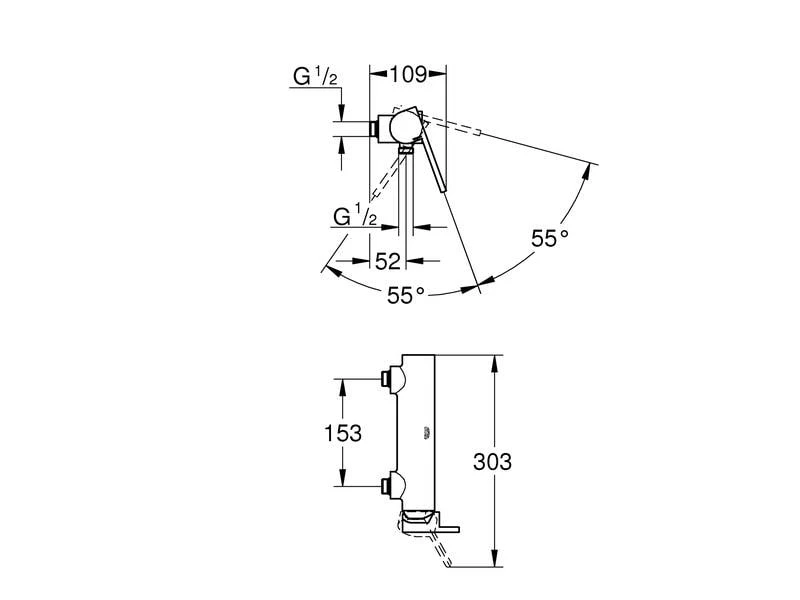 Duscharmatur GROHE Plus 153 mm, 1/2" 2 Duscharmatur GROHE Plus 153 mm, 1/2" – Bild 2