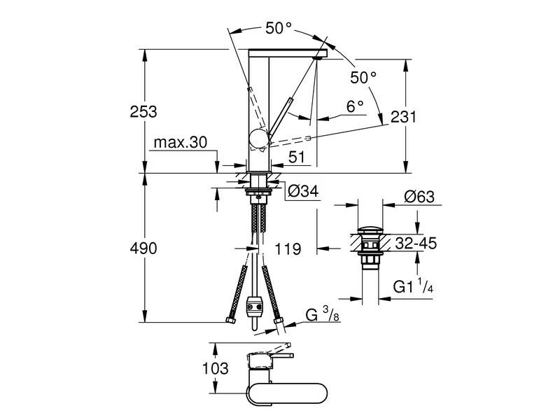 Lavaboarmatur GROHE Plus 1/2" L-SIZE 7 Lavaboarmatur GROHE Plus 1/2" L-SIZE – Bild 7