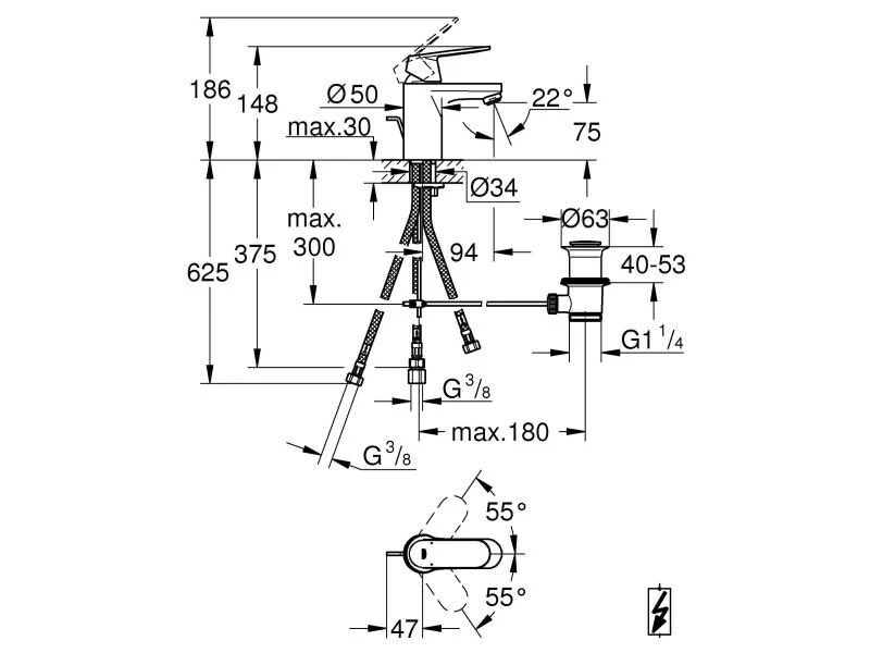 GROHE Lavaboarmatur Eurosmart Cosmopolitan S, Chrom, Strahlregler 2 GROHE Lavaboarmatur Eurosmart Cosmopolitan S, Chrom, Strahlregler – Bild 2