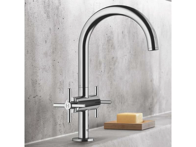 GROHE Lavaboarmatur Atrio L-Size 1/2", Chrom, Kreuzgriffe 4 GROHE Lavaboarmatur Atrio L-Size 1/2", Chrom, Kreuzgriffe – Bild 4