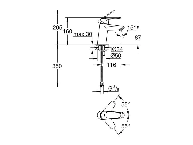 GROHE Lavaboarmatur Eurodisc Cosmopolitan S-Size 1/2", Chrom 2 GROHE Lavaboarmatur Eurodisc Cosmopolitan S-Size 1/2", Chrom – Bild 2