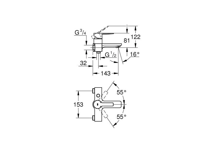 GROHE Badewannenarmatur Lineare 153 mm, 1/2", Chrom 2 GROHE Badewannenarmatur Lineare 153 mm, 1/2", Chrom – Bild 2