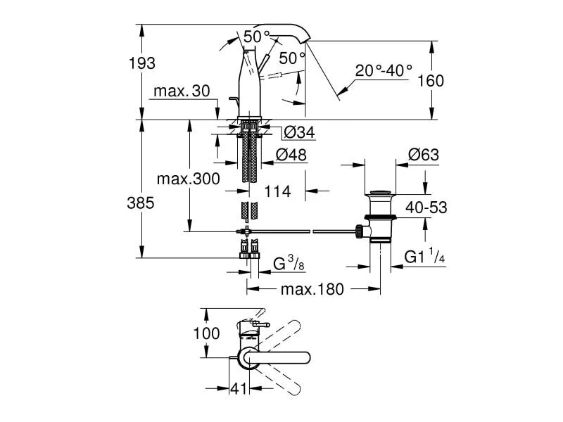 GROHE Lavaboarmatur Essence M-Size 1/2", Chrom 4 GROHE Lavaboarmatur Essence M-Size 1/2", Chrom – Bild 4