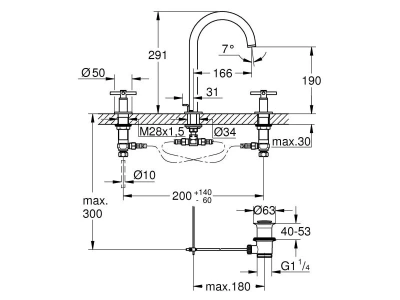 GROHE Lavaboarmatur Atrio 1/2", Chrom, Kreuzgriffe 2 GROHE Lavaboarmatur Atrio 1/2", Chrom, Kreuzgriffe – Bild 2