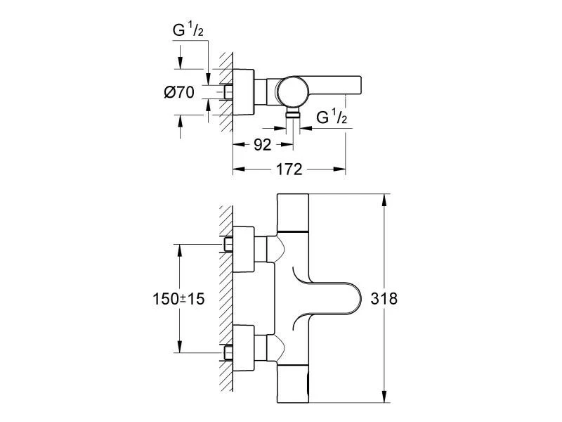 GROHE Badewannenarmatur Grohtherm 3000 Cosmopolitan 1/2", Chrom 2 GROHE Badewannenarmatur Grohtherm 3000 Cosmopolitan 1/2", Chrom – Bild 2