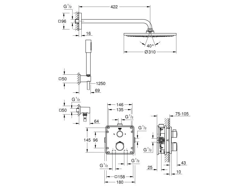 GROHE Duschsystem Grohtherm, Cosmopolitan 310 2 GROHE Duschsystem Grohtherm, Cosmopolitan 310 – Bild 2