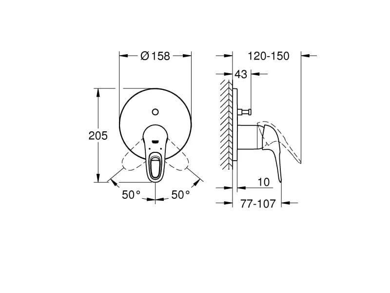 GROHE Badewannenarmatur Eurostyle für SmartBox, Griff offen 2 GROHE Badewannenarmatur Eurostyle für SmartBox, Griff offen – Bild 2