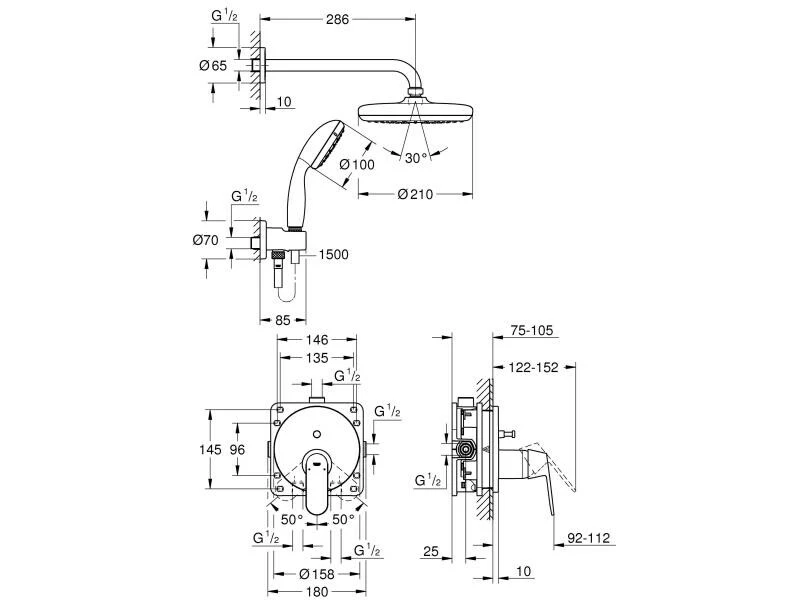 GROHE Duschsystem Eurosmart Cosmopolitan Tempesta 210 2 GROHE Duschsystem Eurosmart Cosmopolitan Tempesta 210 – Bild 2