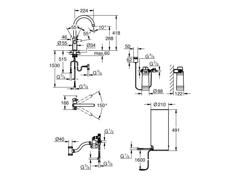 GROHE Küchenarmatur Red Duo C-Auslauf, Starter Kit, Chrom 2 GROHE Küchenarmatur Red Duo C-Auslauf, Starter Kit, Chrom – Bild 2