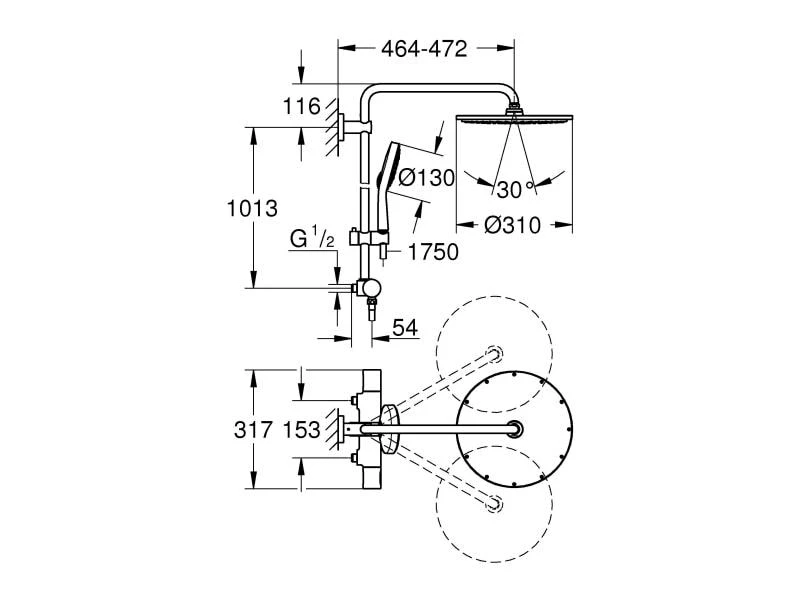 GROHE Duschsystem Rainshower System 310 153 mm, 1/2" 2 GROHE Duschsystem Rainshower System 310 153 mm, 1/2" – Bild 2