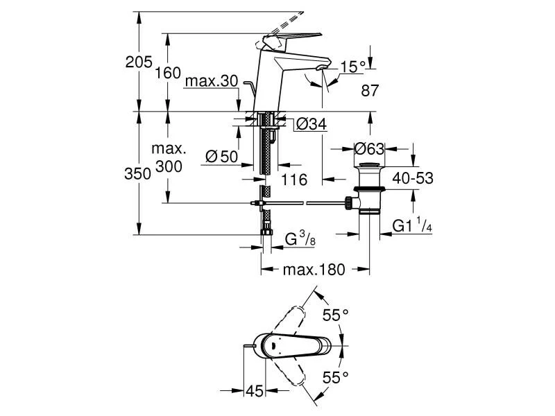 GROHE Lavaboarmatur Eurodisc Cosmopolitan S-Size mit Zugstange 2 GROHE Lavaboarmatur Eurodisc Cosmopolitan S-Size mit Zugstange – Bild 2
