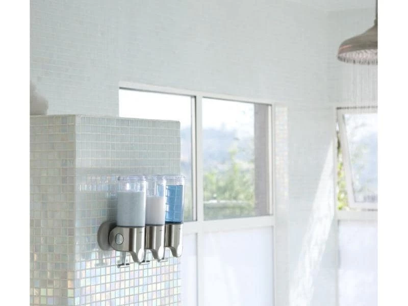 Simplehuman Dreifachspender 444 ml, Silber/Transparent 3 Simplehuman Dreifachspender 444 ml, Silber/Transparent – Bild 3