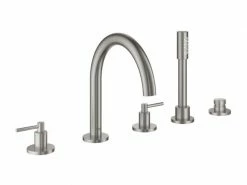 GROHE Badewannenarmatur Atrio Kombi, Supersteel, Hebelgriffe