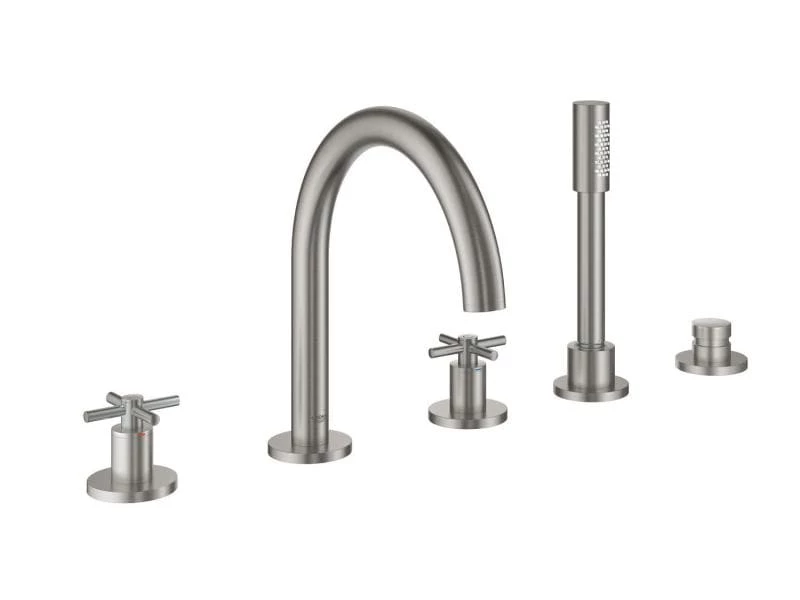 GROHE Badewannenarmatur Atrio Kombi, Supersteel, Kreuzgriffe 1 GROHE Badewannenarmatur Atrio Kombi, Supersteel, Kreuzgriffe