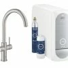 GROHE Küchenarmatur Blue Home C-Auslauf, Starter Kit, Supersteel