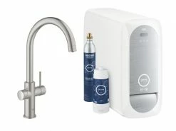 GROHE Küchenarmatur Blue Home C-Auslauf, Starter Kit, Supersteel